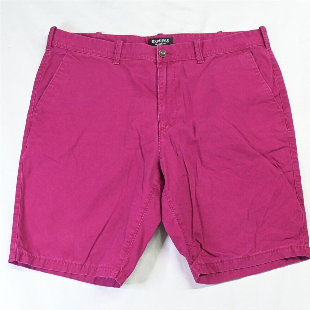 Express 38 x 10" Magneta‎ Pink Flat Front Casual Chino Shorts